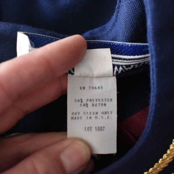 80s Jessica Howard LSheath Dress Navy Blue Gold Stars Americana 14 VTG - Picture 7 of 8